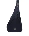 Prada Re-nylon And Leather Backpack In Navy