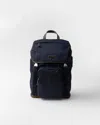 Prada Re-nylon And Leather Backpack In Blue