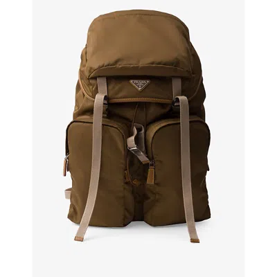 Prada Re-nylon And Leather Backpack In Brown