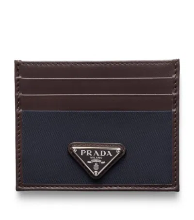 Prada Re-nylon And Leather Card Holder In Blue