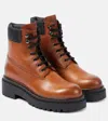 Prada Re-nylon And Leather Lace-up Boots In Brown