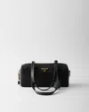 Prada Women Re-nylon And Leather Medium Top-handle Bag With Padlock In Black