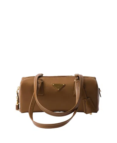 PRADA RE-NYLON AND LEATHER MEDIUM TOP-HANDLE BAG WITH PADLOCK