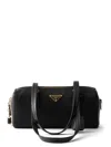 Prada Re-nylon And Leather Medium Top-handle With Padlock Bags In Black