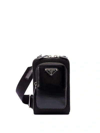 Prada `re-nylon` And Leather Phone Case In Black  
