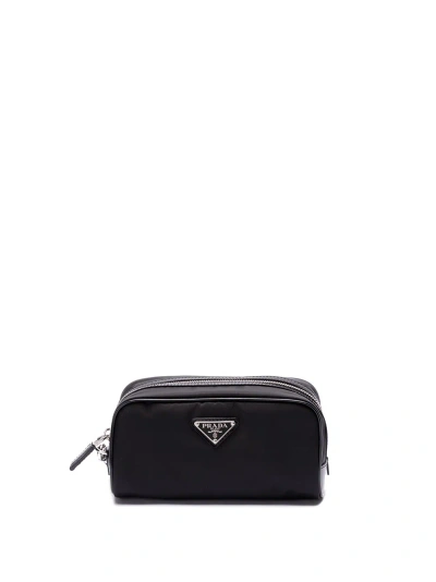 Prada `re-nylon` And Leather Pouch In Black  