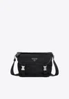 Prada Re-nylon And Saffiano Leather Shoulder Bag In Black