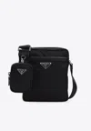 Prada Re-nylon And Leather Shoulder Bag In Black