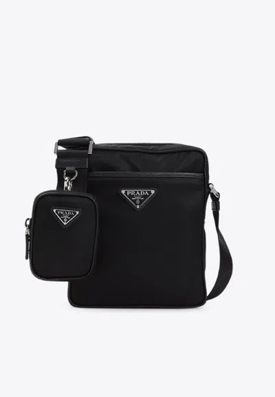 PRADA RE-NYLON AND LEATHER SHOULDER BAG