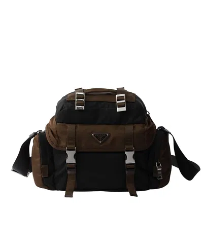 Prada Re-nylon And Leather Shoulder Bag In Black