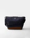 Prada Re-nylon And Leather Shoulder Bag In Blue