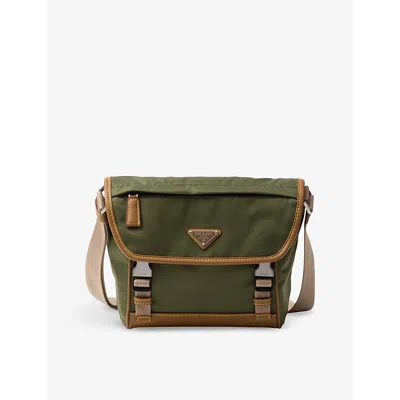 Prada Green Re-nylon And Leather Shoulder Bag