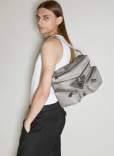 Prada Re-nylon And Leather Shoulder Bag In Grey