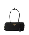 Prada Re-nylon And Leather Small Top-handle Bag With Padlock