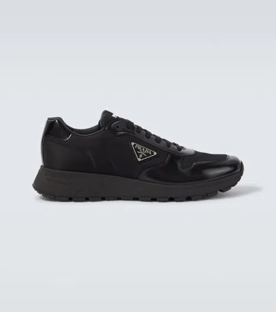 PRADA RE-NYLON AND LEATHER SNEAKERS