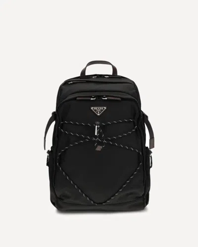 Prada Re-nylon And Leather Speedrock Backpack In Black