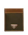 Prada Re-nylon And Leather Wallet In Green