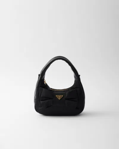 Prada Re-nylon And Nappa Leather Mini-bag With Bow In Black