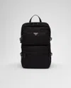 Prada Nylon Backpack With Top Handle And Front Zip In Black