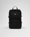 Prada Nylon Backpack With Top Handle And Front Zip In Black