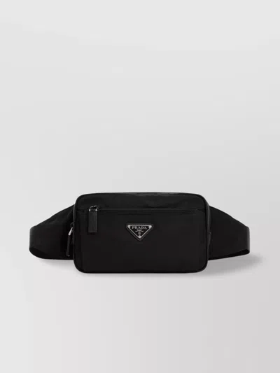Prada Re-nylon And Saffiano Leather Belt Bags In Black