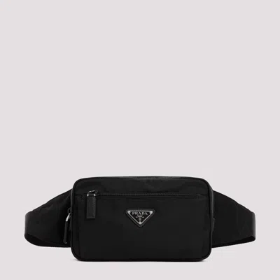 Prada Re-nylon And Saffiano Leather Belt Bags In Black