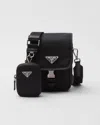 Prada Mens Black Re-nylon Saffiano Leather And Nylon Shoulder Bag In Black