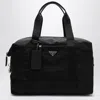 Prada Re-nylon And Saffiano Leather Duffle Bag In Black