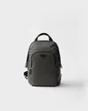 Prada Mens Green Logo-plaque Re-nylon And Saffiano-leather Backpack