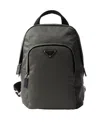 Prada Mens Green Logo-plaque Re-nylon And Saffiano-leather Backpack