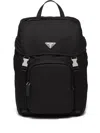 Prada Nylon Backpack With Adjustable Straps And Pockets In Black