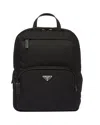 Prada Re-nylon And Saffiano Leather Backpack In Black
