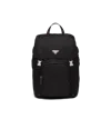 Prada Men's Re-nylon Backpack With Snap Fastener In Black