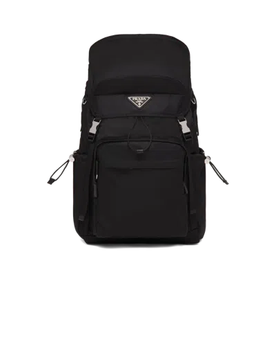 Prada Re-nylon And Saffiano Leather Backpack In Black