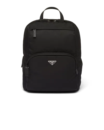 Prada Re-nylon And Saffiano Leather Backpack In Black