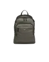 Prada Re-nylon And Saffiano Leather Backpack In Forest Green