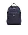 Prada Re-nylon And Saffiano Leather Backpack In Navy