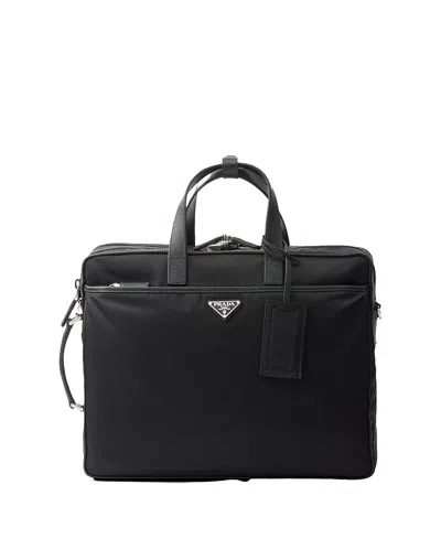 PRADA RE-NYLON AND SAFFIANO LEATHER BRIEFCASE