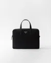 Prada Re-nylon And Saffiano Leather Briefcase In Black