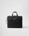 Prada Re-nylon And Saffiano Leather Briefcase In Black