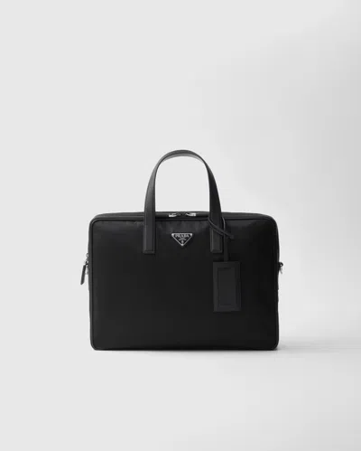 PRADA RE-NYLON AND SAFFIANO LEATHER BRIEFCASE
