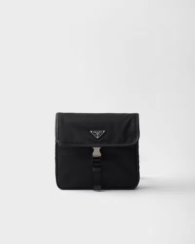 Prada Re-nylon And Saffiano Leather Crossbody Bag In Black