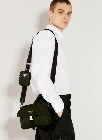 Prada Re-nylon And Saffiano Leather Crossbody Bag In Black