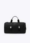 Prada Duffle Bag In Technical Nylon With Triangular Logo In Black