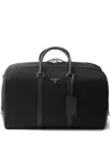 Prada Re-nylon And Saffiano Leather Duffle Bag In 黑色