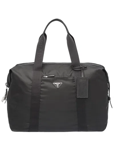 PRADA RE-NYLON AND SAFFIANO LEATHER DUFFLE BAG