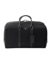Prada Re-nylon And Saffiano Leather Duffel Bag In Black