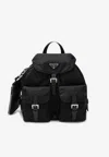 Prada Re-nylon And Saffiano Leather Logo Backpack In Black