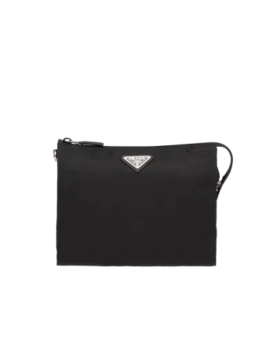 Prada Re-nylon And Saffiano Leather Necessaire In Black
