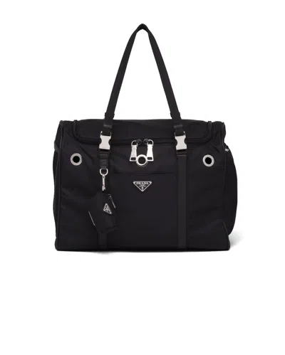 Prada Hundetasche Re-nylon Und Saffiano-leder In Black